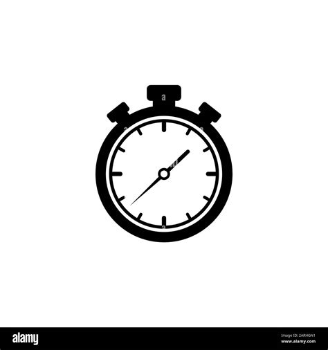 Black Stopwatch Flat Icon Isolated On White Fast Time Stop Watch