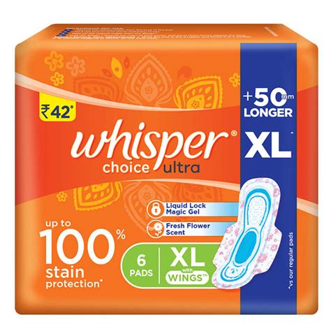 Whisper Choice Ultra Xl 6s Sanitary Pads For Women Buy Whisper Choice Ultra Xl 6s Sanitary Pads