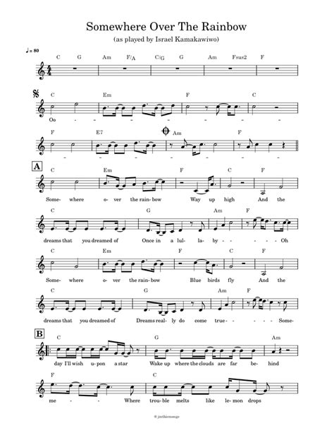 Somewhere Over The Rainbow Sheet Music For Piano Solo