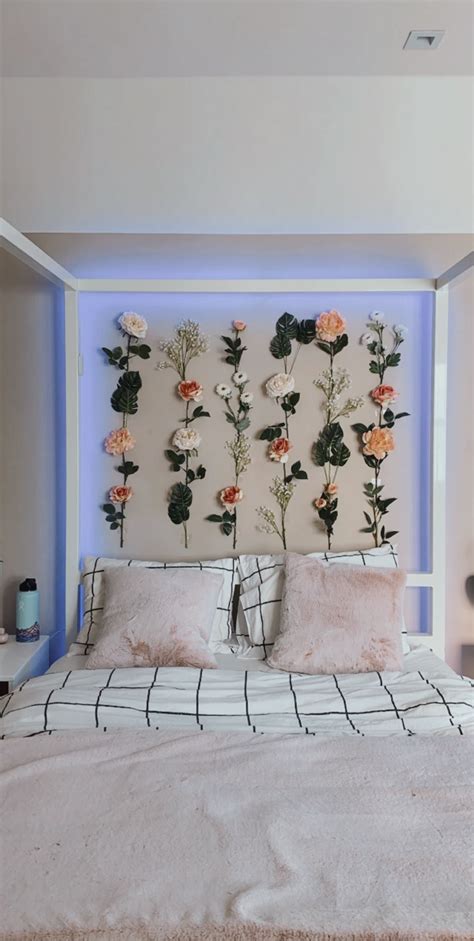 Flower Wall Above Bed Urban Outfitters Bed Flower Wall Aesthetic
