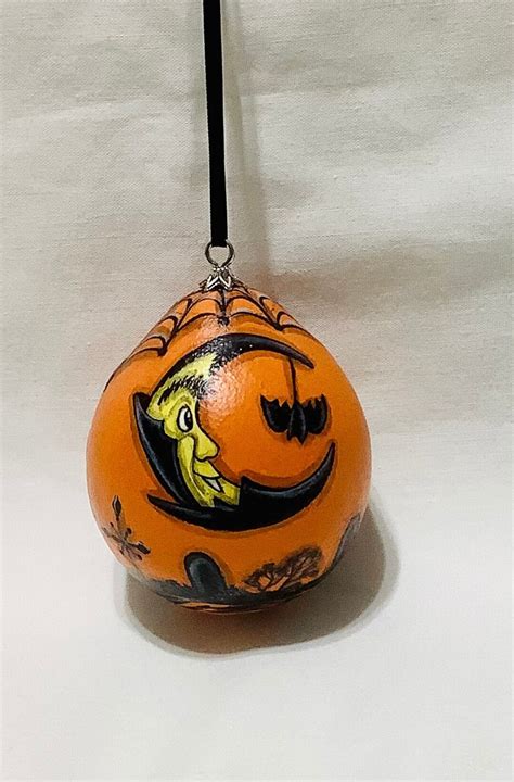 Large Egg Gourd Dracula Moon Halloween Gourd Ornament Hand Etsy