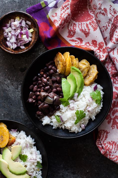 Along with beans, corn, tortillas, and guacamole! Cuban Black Bean and Cilantro Lime Rice Bowls with Baked ...