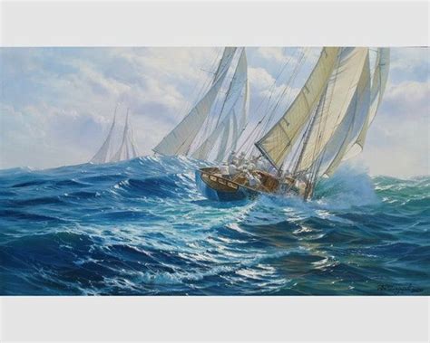 Yacht Oil Painting Original By Alexander Shenderov Sail Boat Etsy