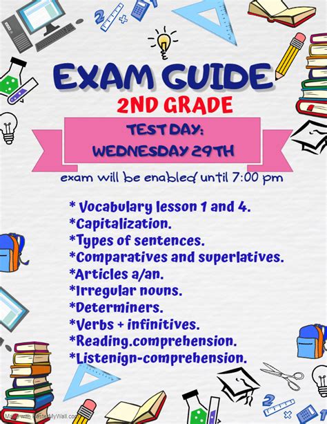Virtual English Classes 2nd Grade Exam Guide