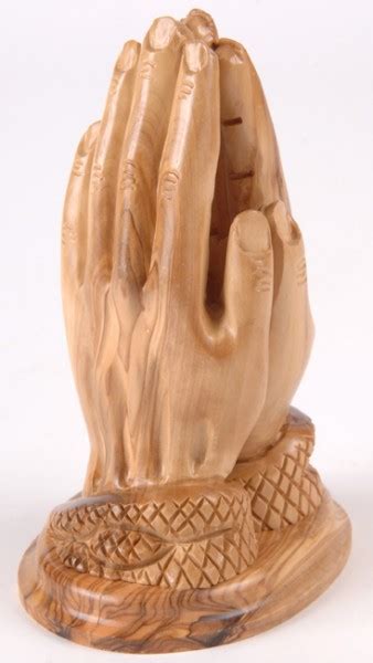 Hand Carved Olive Wood Praying Hands Statue Brown 1 Statue