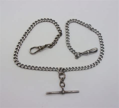 Sterling Silver Double Albert Watch Chain Sally Antiques