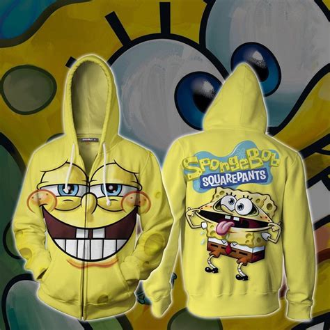 Spongebob Squarepants Cosplay Hoodie 3d Printed Long Sleeve Zip