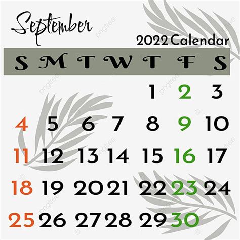 September Calendar White Transparent September 2022 Calendar Calendar