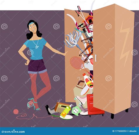 Overfilled Wardrobe Cartoon Vector | CartoonDealer.com #87830327