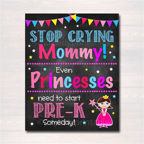 Stop Crying Mom First Day Of Pre K Chalkboard Sign School Chalkboard 1st Day Of School
