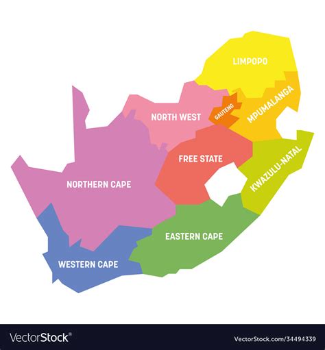 South Africa Map Provinces Royalty Free Vector Image