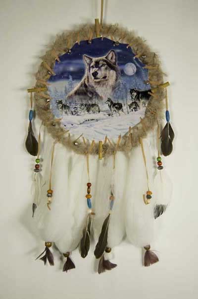 Dream Catcher Wolf Moon Grey Fur 25cm Cleopatra Trading Limited