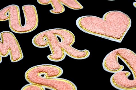 Quality Pink Chenille Letter Patch Large Size Iron On Towel Etsy Uk
