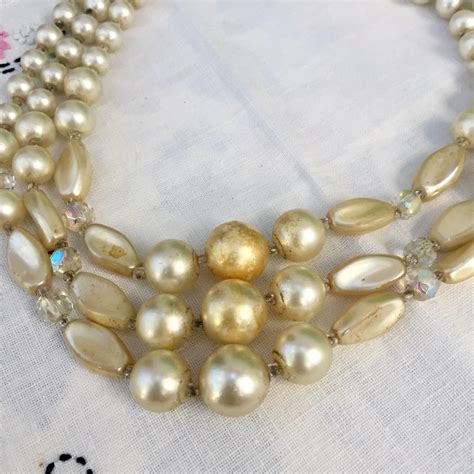 Vintage Faux Pearl Necklace Vintage Beaded And Pearl Necklace Multi