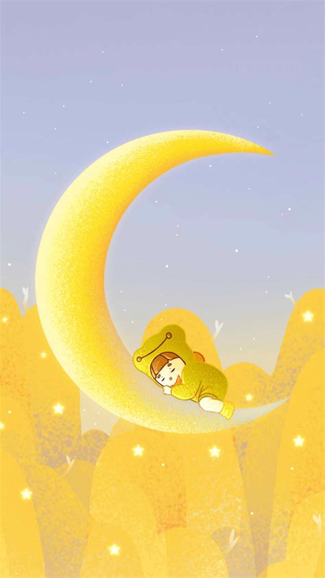 Download Cute Moon Girl Aesthetic Phone Wallpaper