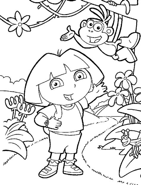 Dora The Explorer Color Page Coloring Pages For Kids Cartoon