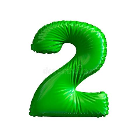 Glossy Green Two 2 Number 3d Illustration On White Background Stock