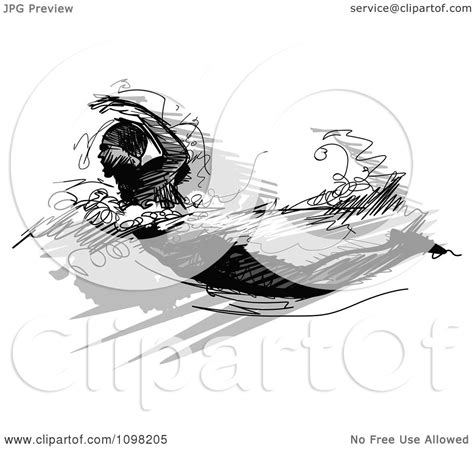 Clipart Grayscale Sketched Male Swimmer Royalty Free Vector