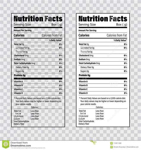 Blank Nutrition Facts Label Template Word Doc Nutritional Label