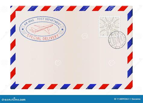 Blank Envelope With Stamp And Air Mail Postmark Stock Vector