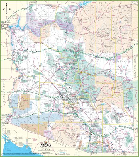 Large Detailed Map Of Arizona With Cities And Towns A