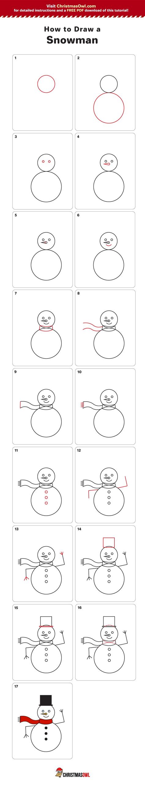 Learn How To Draw A Snowman Step By Step Download A Free Pdf Of This