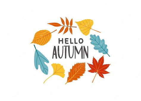 Premium Vector Hello Autumn Lettering Fall Season Slogan Vector