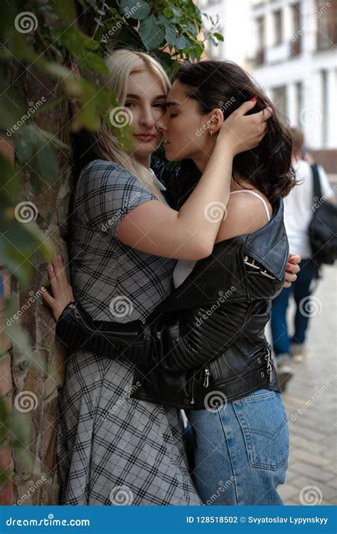 Happy Positive Attractive Lesbian Couple Stock Photo Image Of Happiness Lifestyle