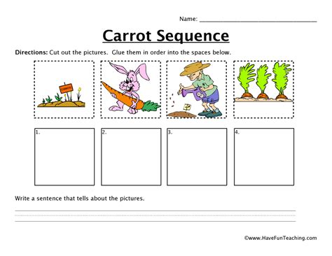 Planting a carrot seed sequencing worksheet