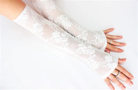 White Long Lace Gloves Opera Gloves Wedding Gloves Fingerless Etsy