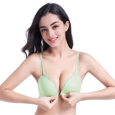 Front Closure Seamless Wireless Bra For Women Push Up Sexy Lace Cotton