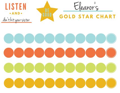 Gold Star Behavior Sticker Chart Behavior Sticker Chart Behavior
