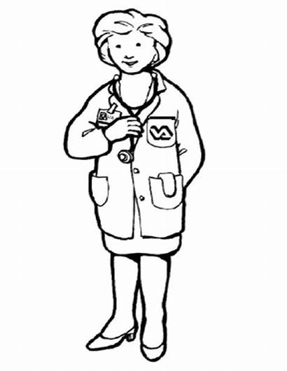 Coloring Pages Doctor Helpers Community Female Preschool