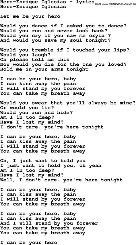 Love Song Lyrics Forhero Enrique Iglesias