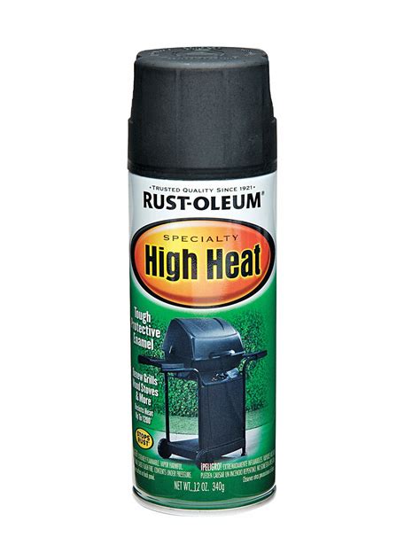 Rust Oleum High Heat Spray Paint In Satin Black For Metal Wood 12 Oz