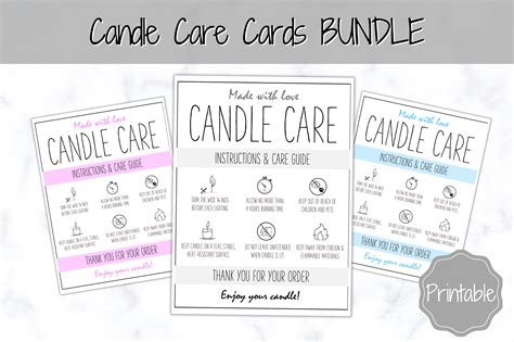 6 Candle Care Card Printables Creative Market
