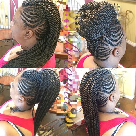 African Hair Braiding Needle Point Braids Ghana Braids Mohawk With Senegalese Twist In The