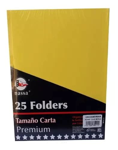 Folders Tamaño Carta Color Amarillo 25 Pzs Nassa Meses Sin Interés