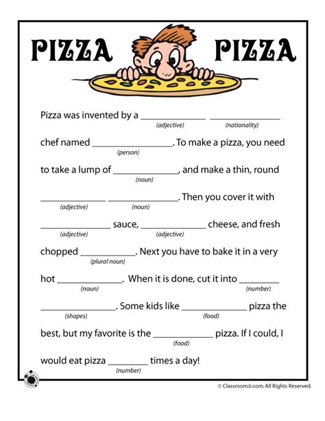 Enter the text of your mad lib below. Pizza Pizza Funny Mad Libs - Woo! Jr. Kids Activities