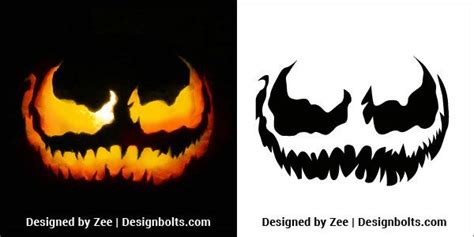 5 Free Venom And Scary Halloween Pumpkin Carving Stencils Patterns