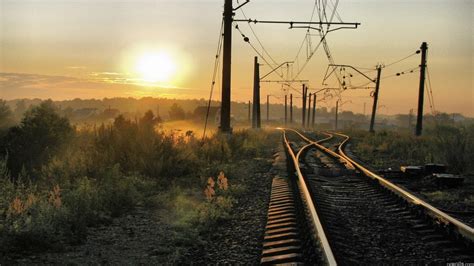 Wallpaper Sunlight Landscape Sunset Vehicle Railway Sunrise