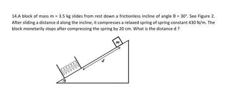 Solved 14a Block Of Mass M 35 Kg Slides From Rest Down A