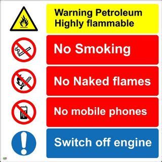 KPCM Warning Petroleum Highly Flammable No Smoking No Naked Flames No Mobile Phones Switch Off