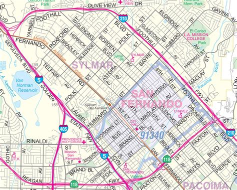San Fernando Valley North Los Angeles Vicinity Wall Map Etsy