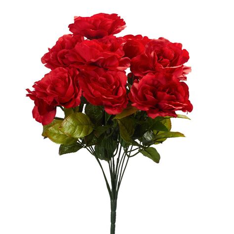 Red Artificial Rose Bush Bushes Bouquets Floral Supplies Craft