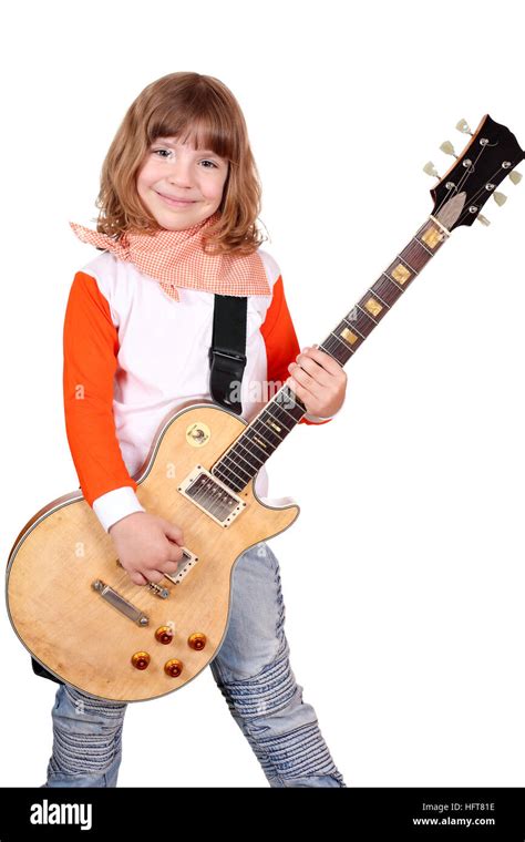 Little Girl Rocker With Electric Guitar Stock Photo Alamy