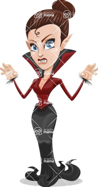Pretty Female Vampire Cartoon Vector Character Making Scary Face