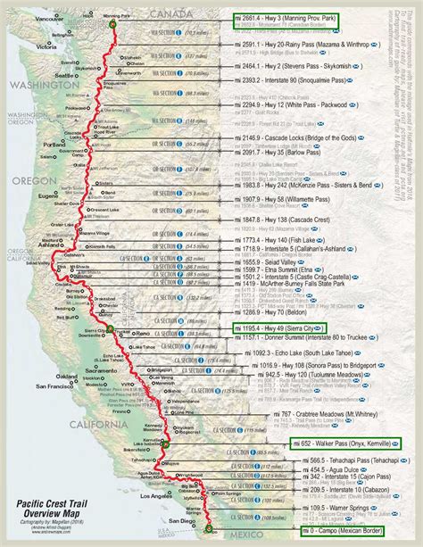 Map Of The Pacific Crest Trail Carter Hikes