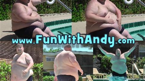 Fat Guy Having Fun At The Pool Belly Out In Public WMV Fun With Andy