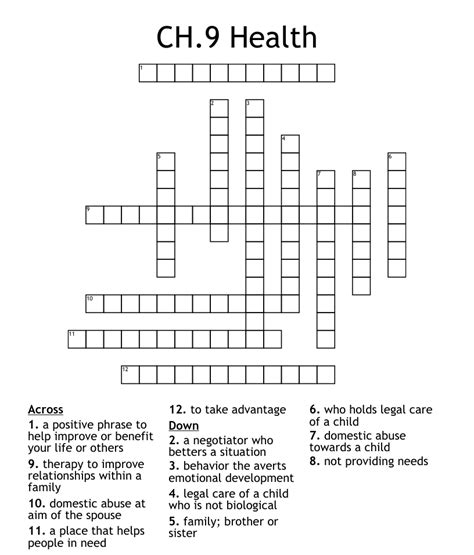 Ch9 Health Crossword Wordmint